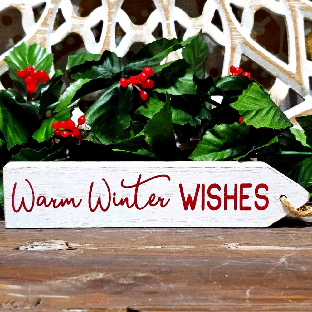 Warm Winter Wishes. Wood Block Sign. Christmas Home Décor.